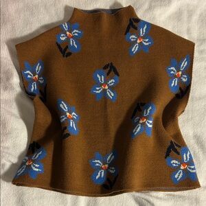 THML Blue and Brown Knit Top